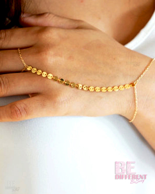 Golden Glow Coins Hand Bracelet